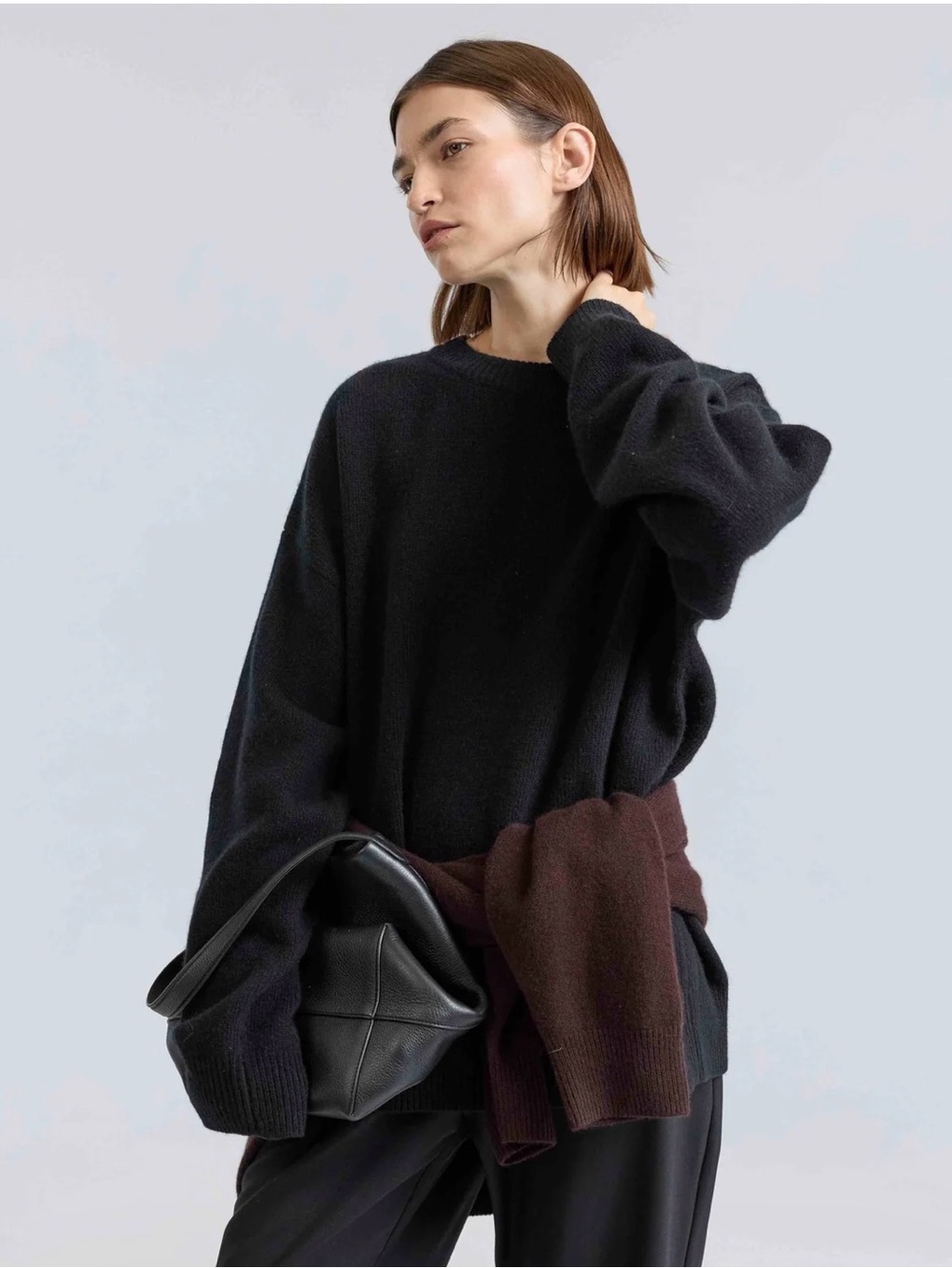 Almina Concept Black Crewneck Sweater Cashmere Wool